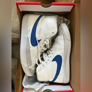Nike White and Blue High-Top Sneakers (with OG box)